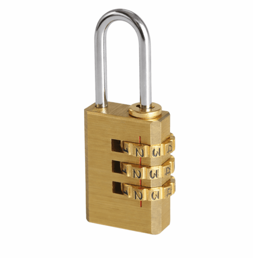 Brass combination padlock with steel shackle