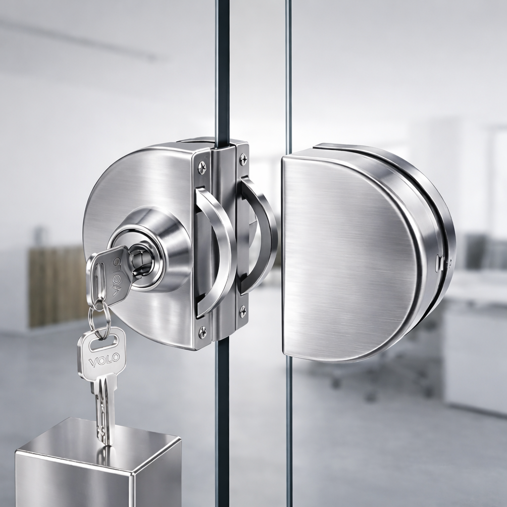 Close-up of modern glass door lock Glass Door Lock - Image 1
