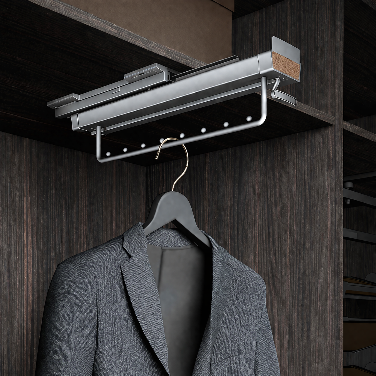 Modern wardrobe with retractable hanger system Cloths Holder for Wardrobe - Image 1