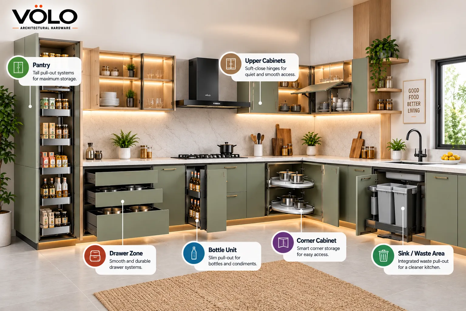 Modular Kitchen Storage Zone Illustration Modular Kitchen Storage Zone Illustration